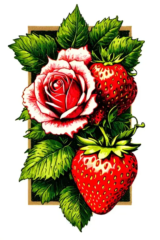 Postage Stamp With Strawberries And Roses