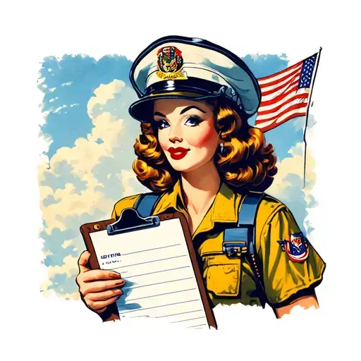 Pinup Girl Wearing Coast Guard Flight Suit Holding Clipboard