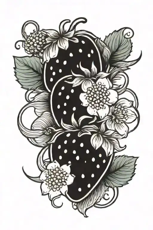 Strawberry Cut In Half With Lotus In Center