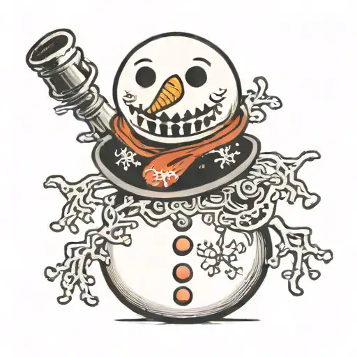 Snowman With A Skeleton Face