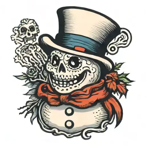 Snowman With A Skeleton Face