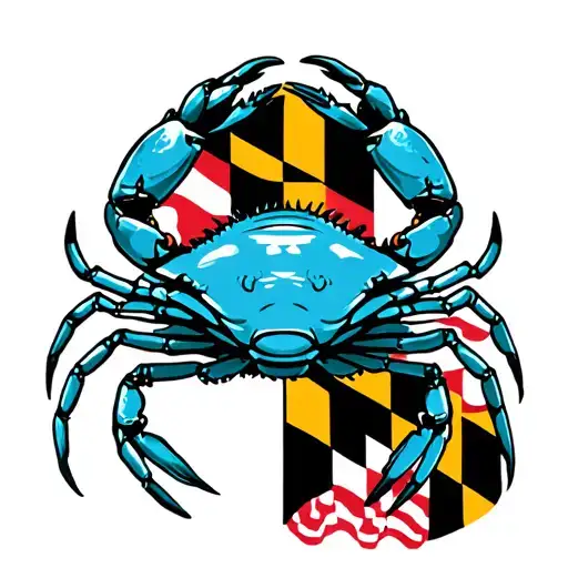 Maryland Blue Crab And Flag Intertwined