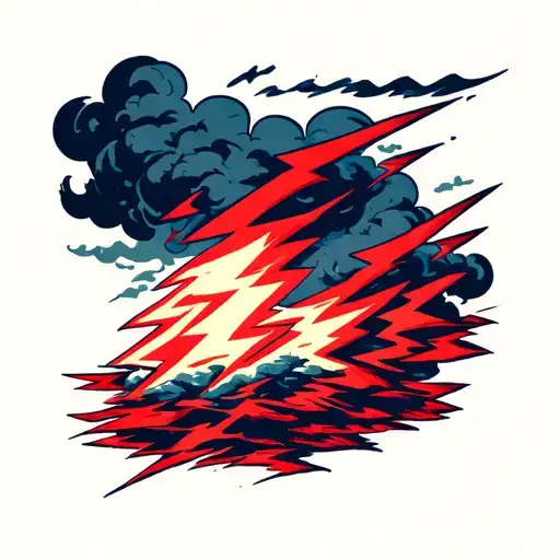 Dark Cloud With Red Lightning Bolts