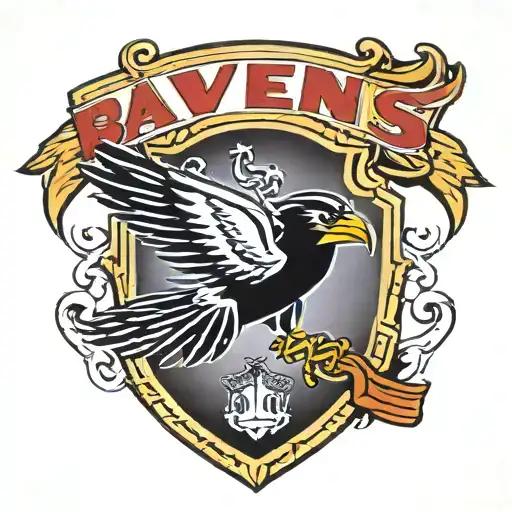 Flying Baltimore Ravens Logo Clutching Shield