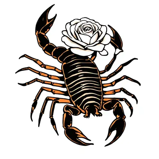 Scorpion With A White Rose