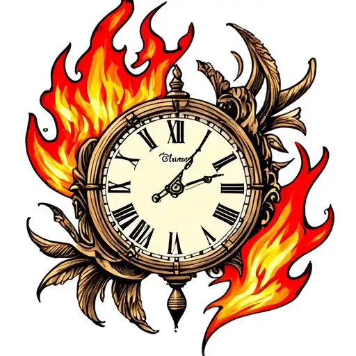 Clock Face And Fire