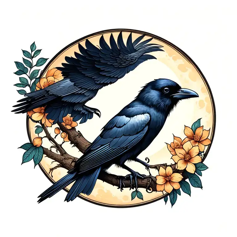 Raven With The Moon Cycles