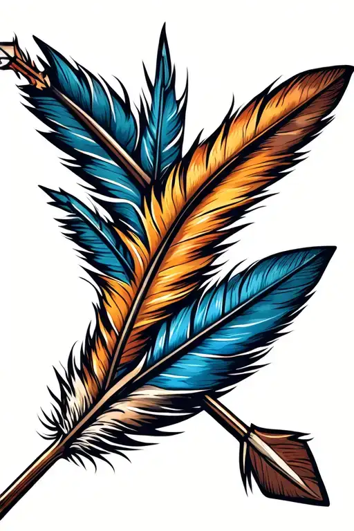 2 Arrow Heads And 1 Feather