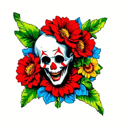 Death Surrounded By Killer Clowns Carnival Flower