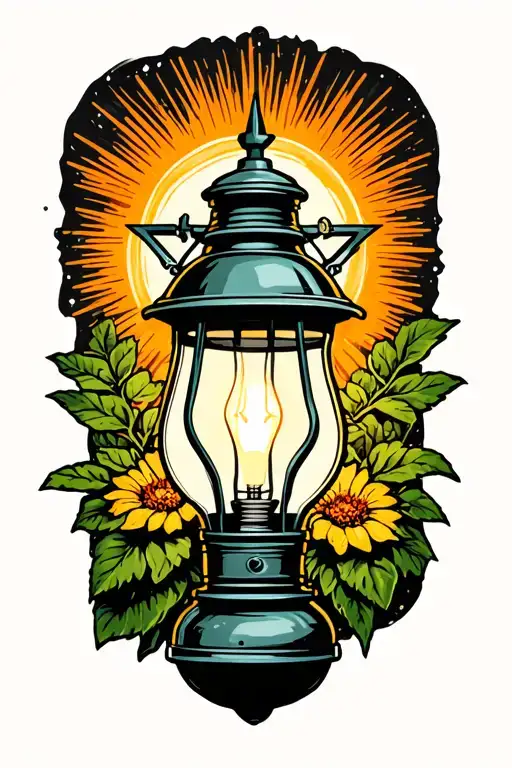 Create A Tattoo With A Garden Lamp Plus Heineken Star As A Light Bulb And A Sun In The Background