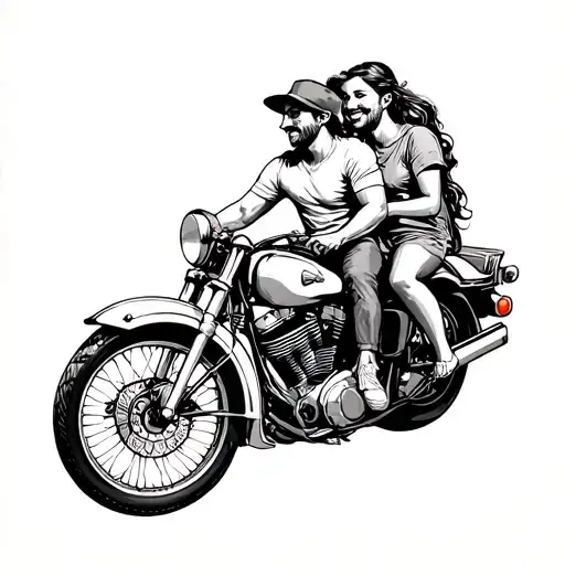 White Dad And Daughter On A Motorcycle Ride