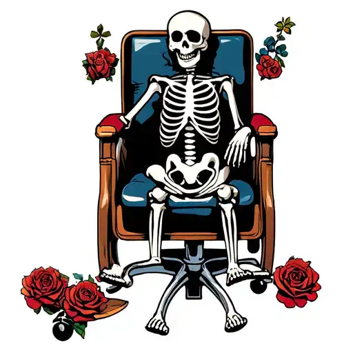 Skeleton In A Barber Chair