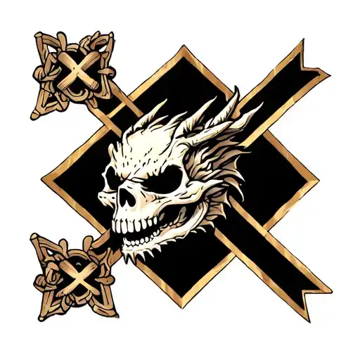 Dragon Skull And Irish Cross