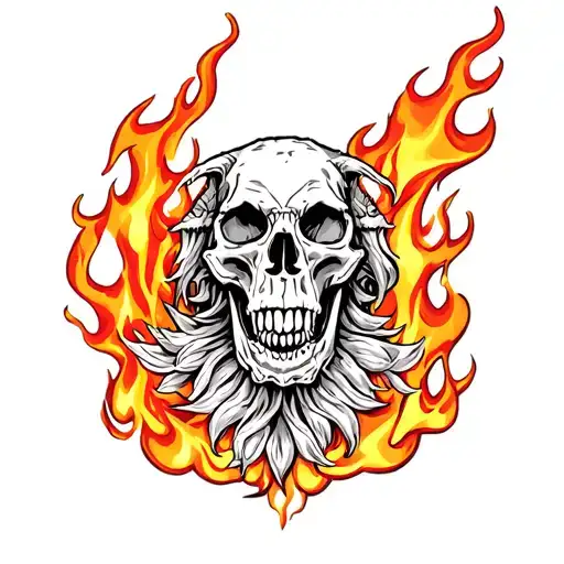 Cerberus Skull In Flames