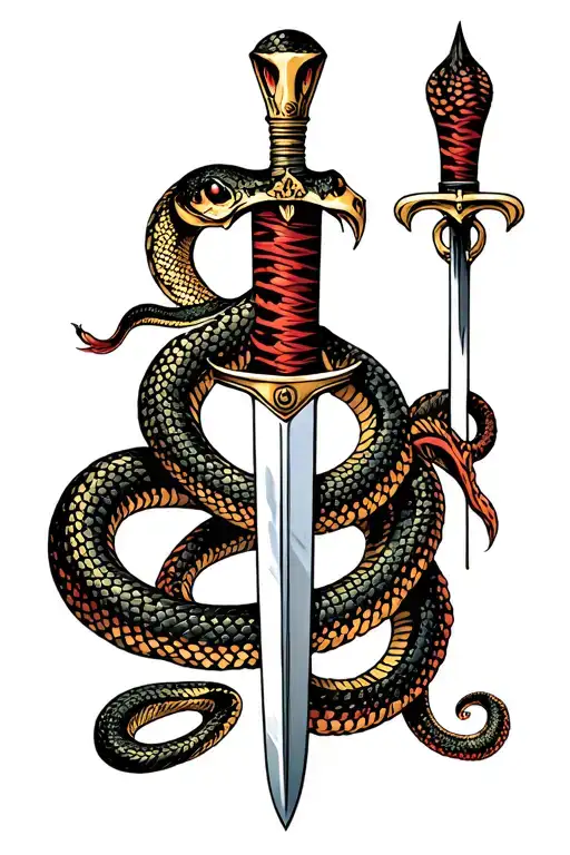 Snake Stabbed Through By Dagger