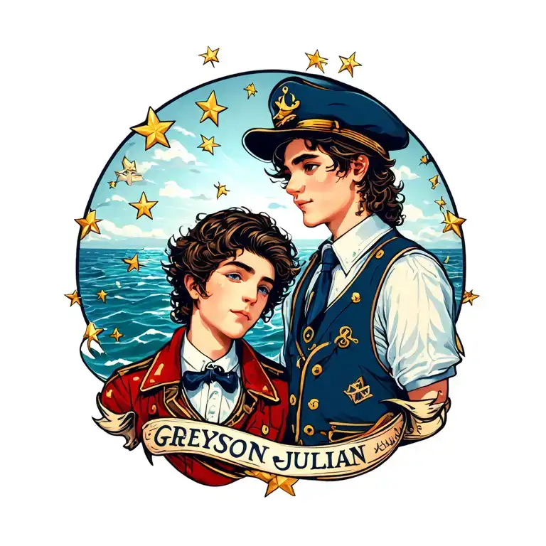 Name Greyson And Julian With Nautical Stars