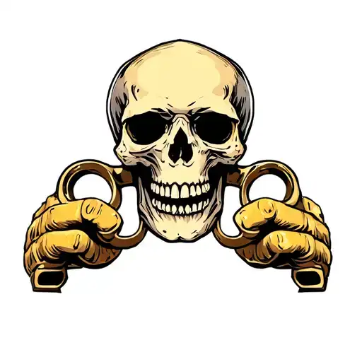 Skull Getting Crushed By Brass Knuckles