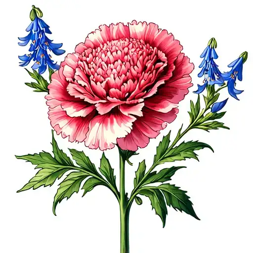 Carnation With Larkspur Flower