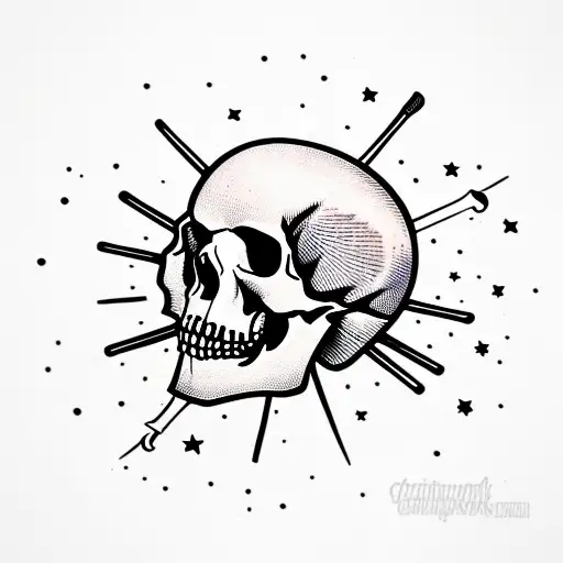 Drumsticks Going Through A Skull