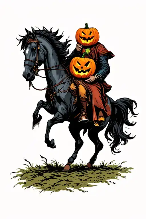 Headless Horseman Holding Jack O' Lantern