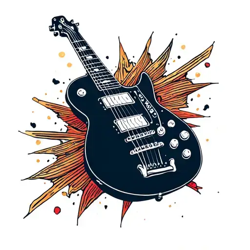 Guitar Simple Line Drawing