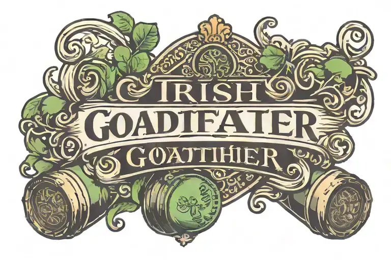 The Inscription Logo Irish Godfather On The Sides Of The Card Money Two Barrels And A Quatrefoil