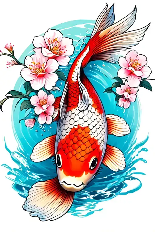 Koi Fish Cherry Blossom
