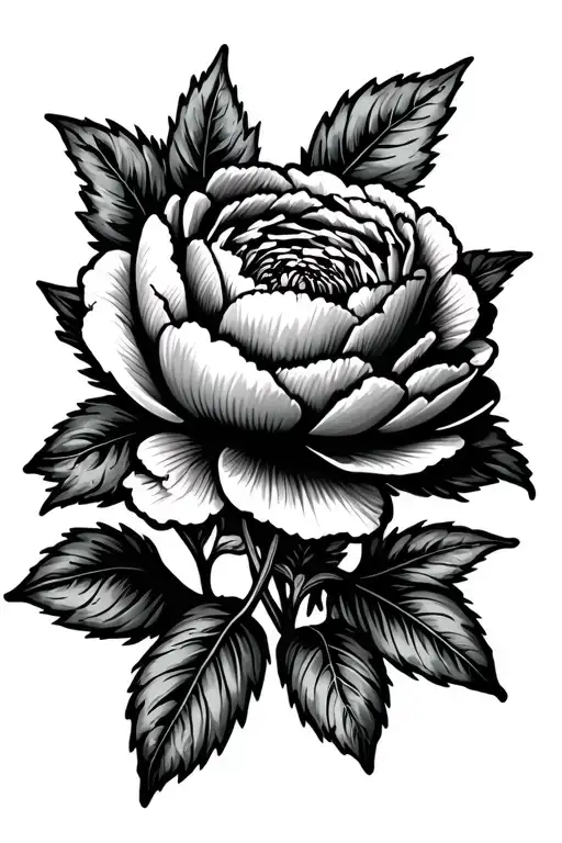 Peonie Flowers And Leaves