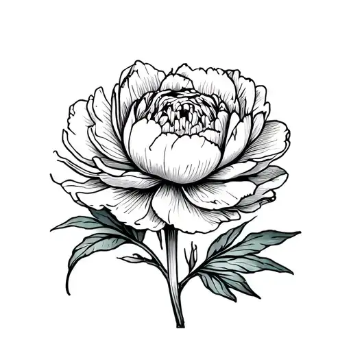 Peony With Black Pointed Leaves