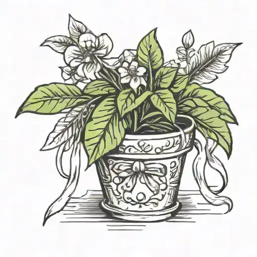 Potted Houseplant With Gift Bow