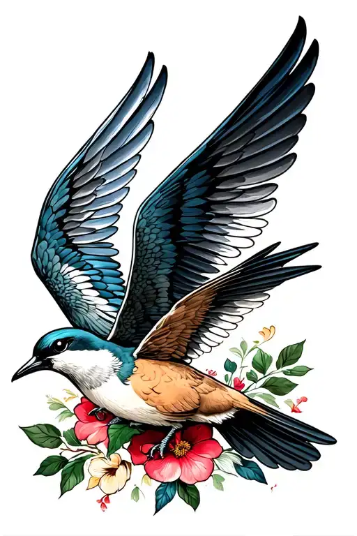 Swallow Bird Flying Open Wings