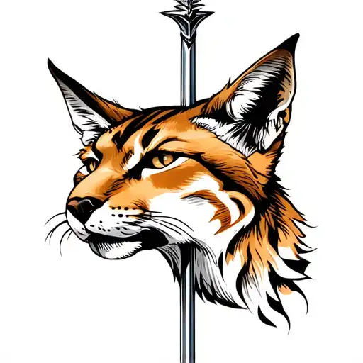 Lynx Head Being Pierced By Spear Vertically Through Head