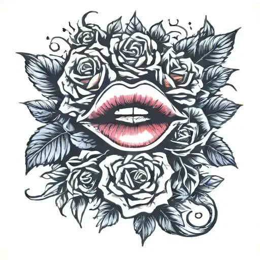 Lip's Surrounded By Roses And Thorns