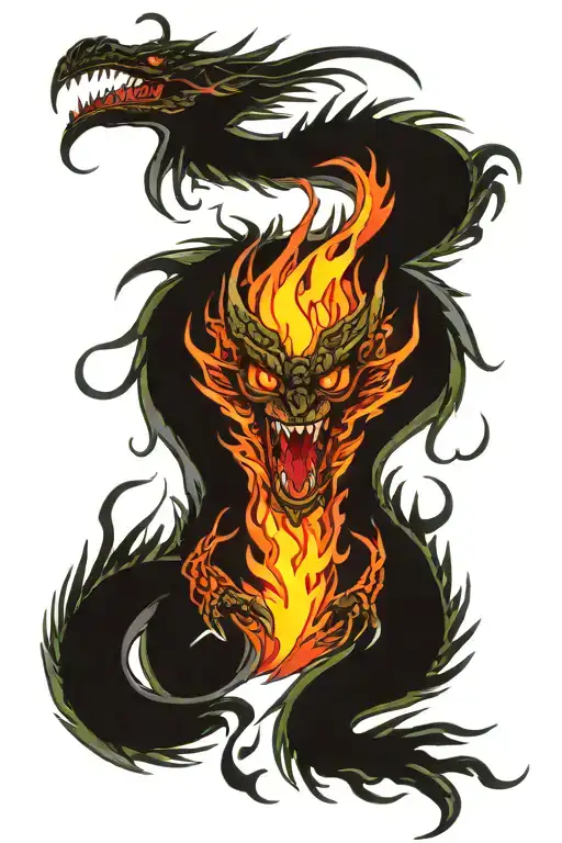 An Injured Dragon Rising In A Storm And Breathing Fire