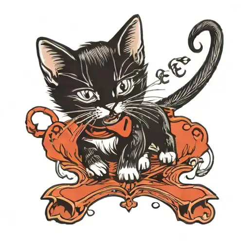 Cute Black Kitten Licking Blood From Its Claws