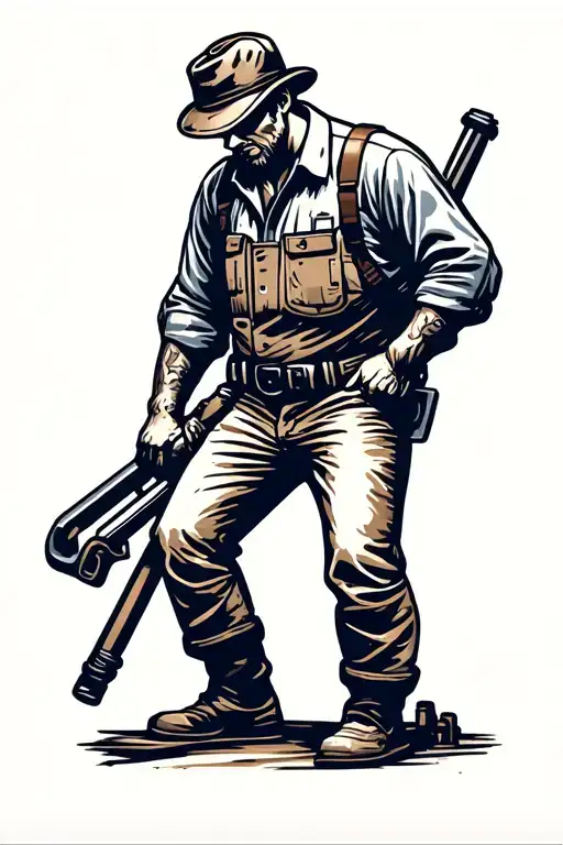 Ironworker Silhouette With A Retro