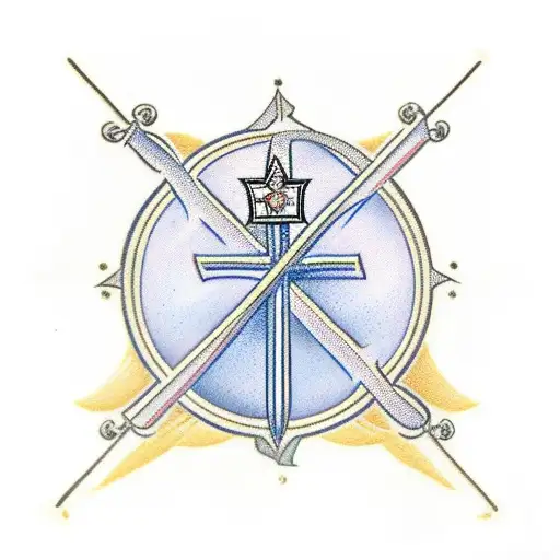 Christian Cross With Libra Scales Masculine