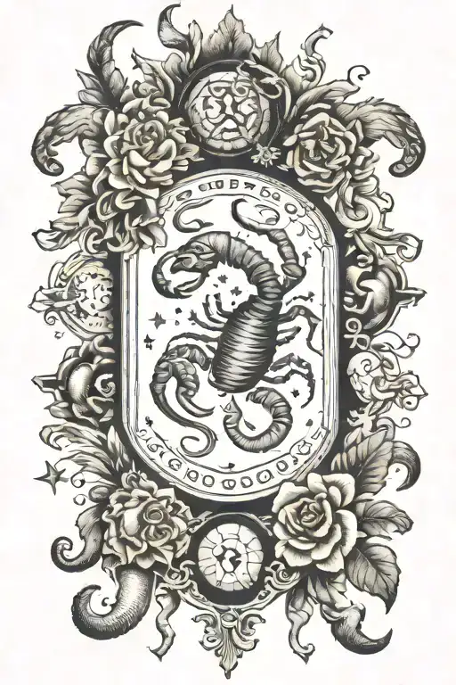 Scorpio Zodiac Sign With Leo Taurus And Aries Surrounding Scorpio