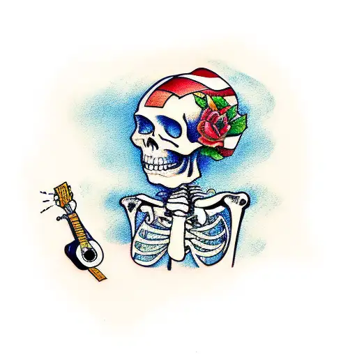 Skeleton Playing Guitar