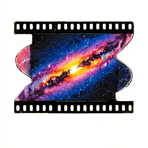 A Cinematic Interpretation Of The Milky Way Galaxy As A Vibrant And Colorful Film Strip