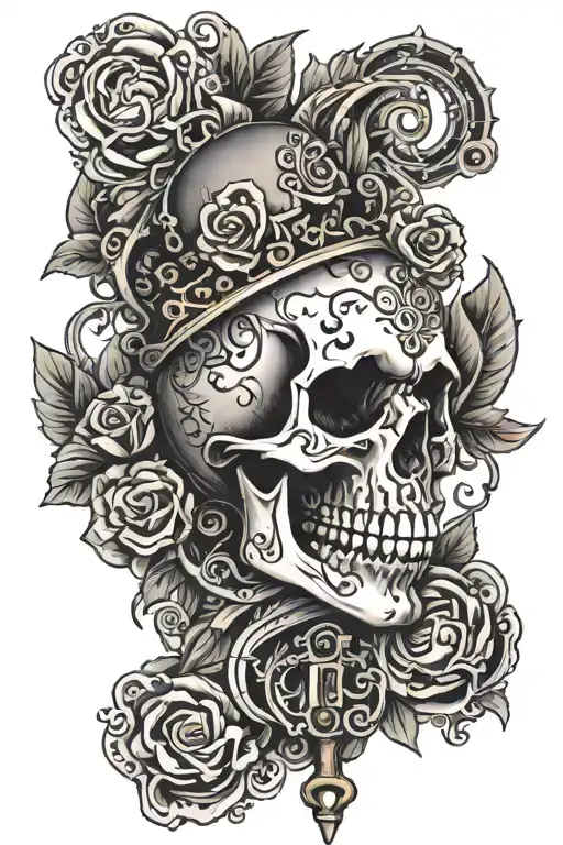 Skull Key In The Shape Of A Heart