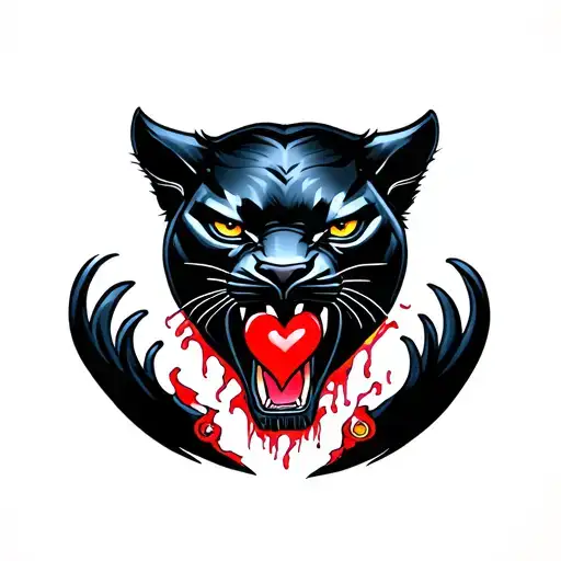 Black Panther Ripping Out Of Chest With Heart In Mouth