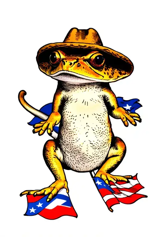 Coqui Wearing All Four Puerto Rican Flags