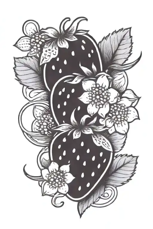 Strawberry Cut In Half With Lotus In Center