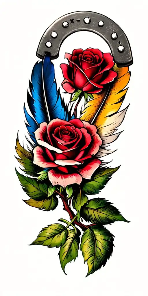 Feathers Horseshoe Roses