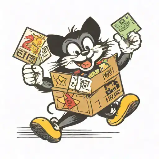 Felix The Cat Carrying A Box Of Trash