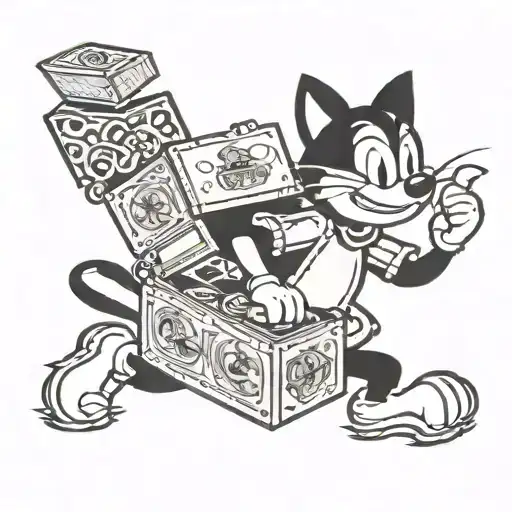Felix The Cat Carrying A Box