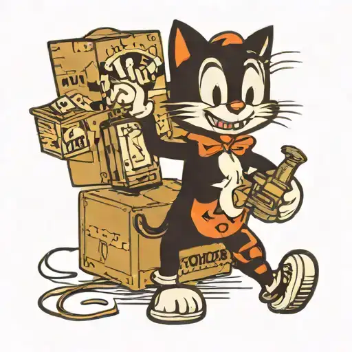Felix The Cat Carrying A Box Of Junk