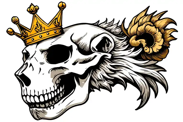 Lion Skull With Crown Made
