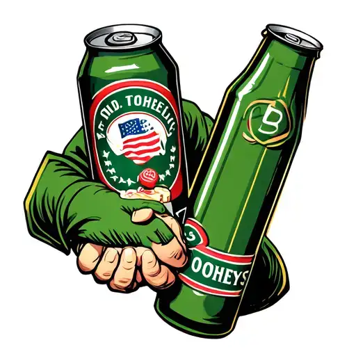 Vb Can And Tooheys Old Can Shaking Hands In American Traditional Style